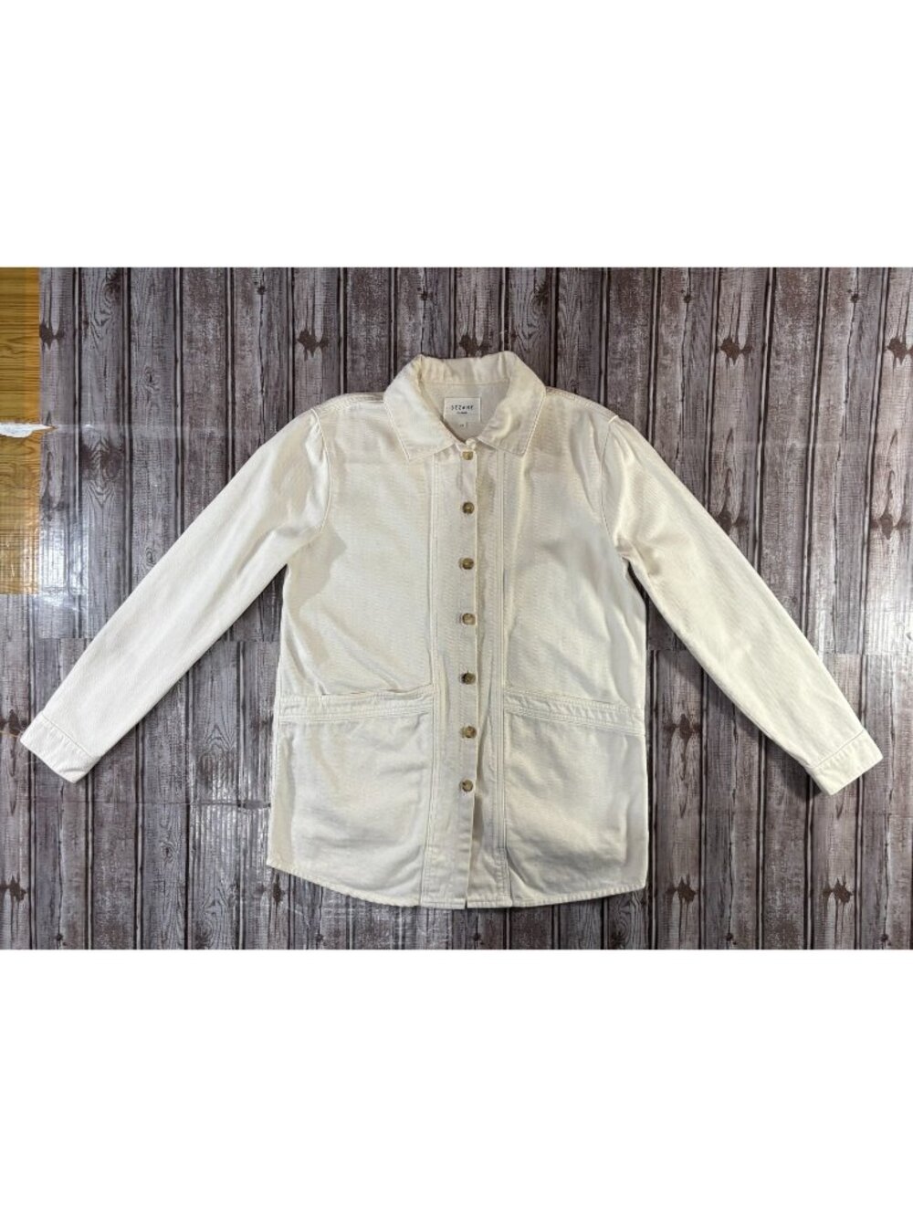 Sezane Will twill wokwear chore shacket jacket size XS color off white cotton